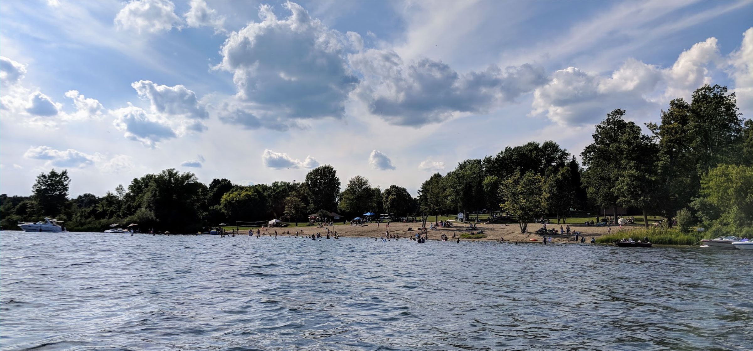 People swimming at a beach
